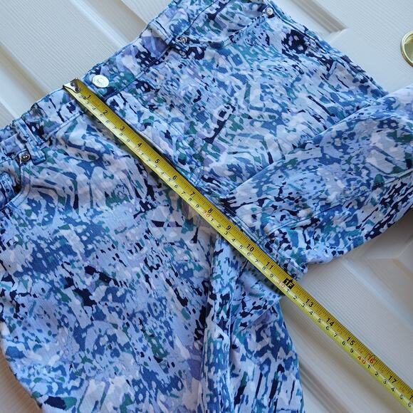 Nine West Chrystie Capri Denim Blue Print 12 stretch soft twill low rise cuffed - Picture 12 of 16